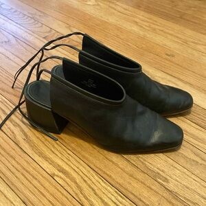 COS Black Leather Mules With Tie Detail